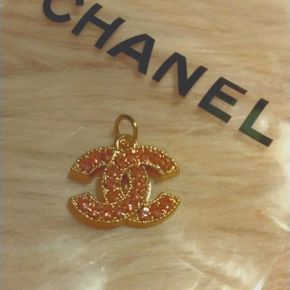 CC Gold and Pink Glitter CC Charm Pendant